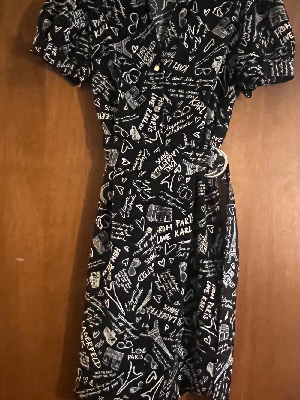 Karl Lagerfeld Black Dress with White Graphic Print